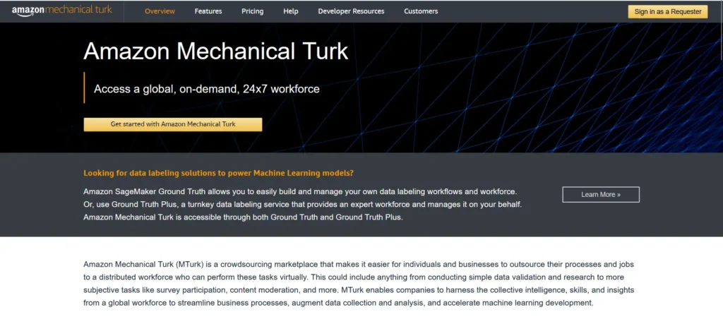Amazon Mechanical Turk (MTurk) - AI Training and Micro-Task Platform Amazon Mechanical Turk (MTurk) - AI Training