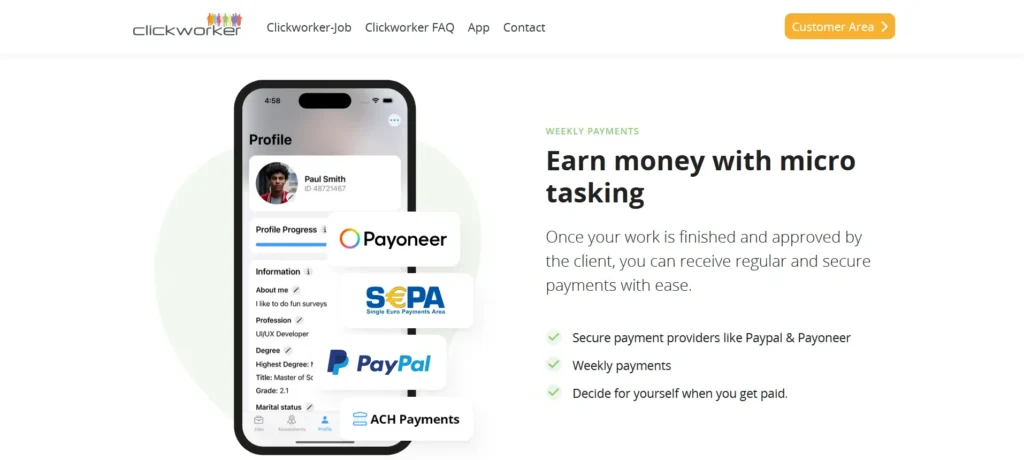 Clickworker Payment Methods Overview Clickworker Payment Methods Overview