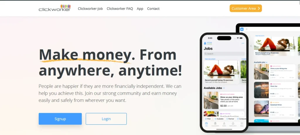 Clickworker Website Interface for Online Earning Clickworker Website Interface