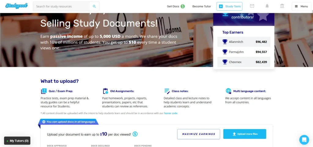 Studypool platform for selling documents and study materials online Studypool Document Selling - Earn Money from Study Materials