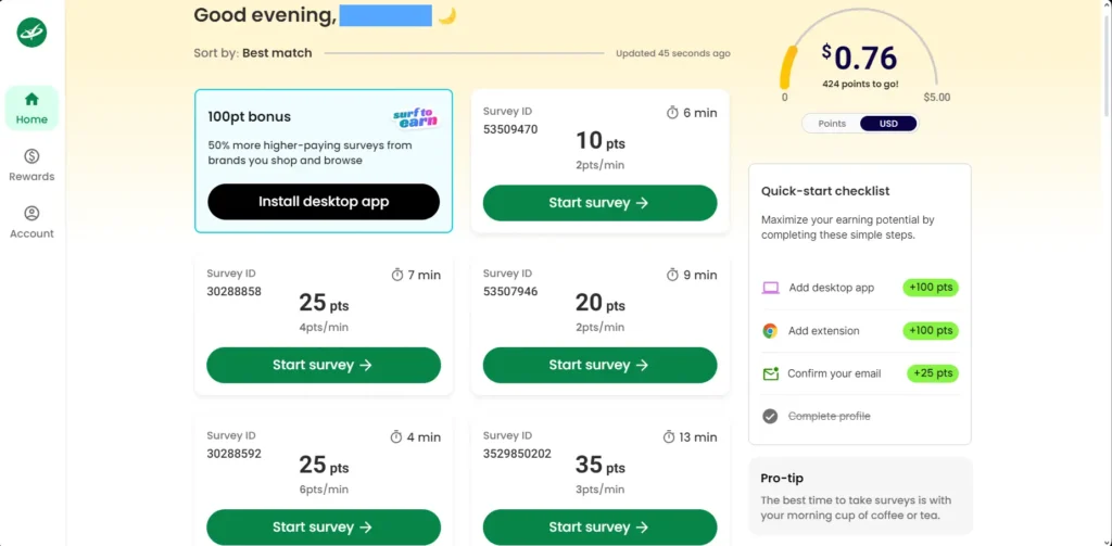 Survey Junkie Dashboard Overview 2024 Survey Junkie Dashboard Overview
